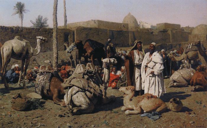 Leopold Carl Muller Kamelmarkt, Kaire Germany oil painting art